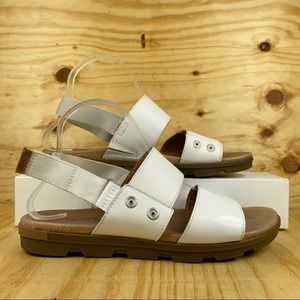 SOREL Size 9.5 Torpeda Leather Open Toe White Elk Slingback Shoes Sandals